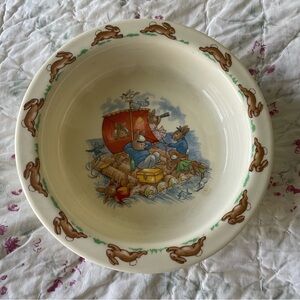 Bunnykins Bowl English Fine Bone China Royal Doulton Bunny Raft